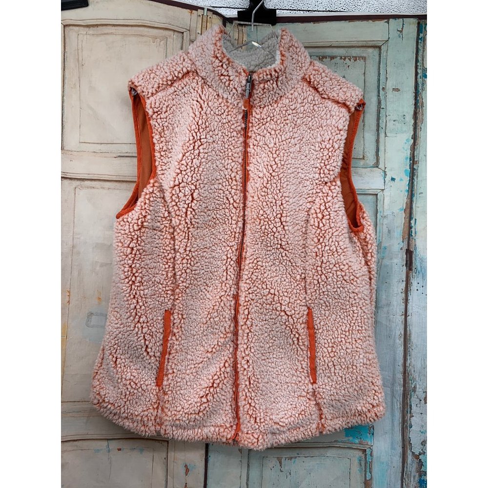 Green Tea Sherpa Vest Large Orange/ White